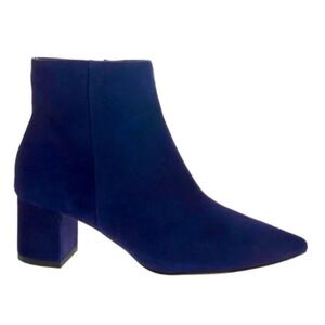 New! L'AGENCE Jeanne Suede Pointed Toe Ankle Booties Midnight Blue Size 37‎ US 7